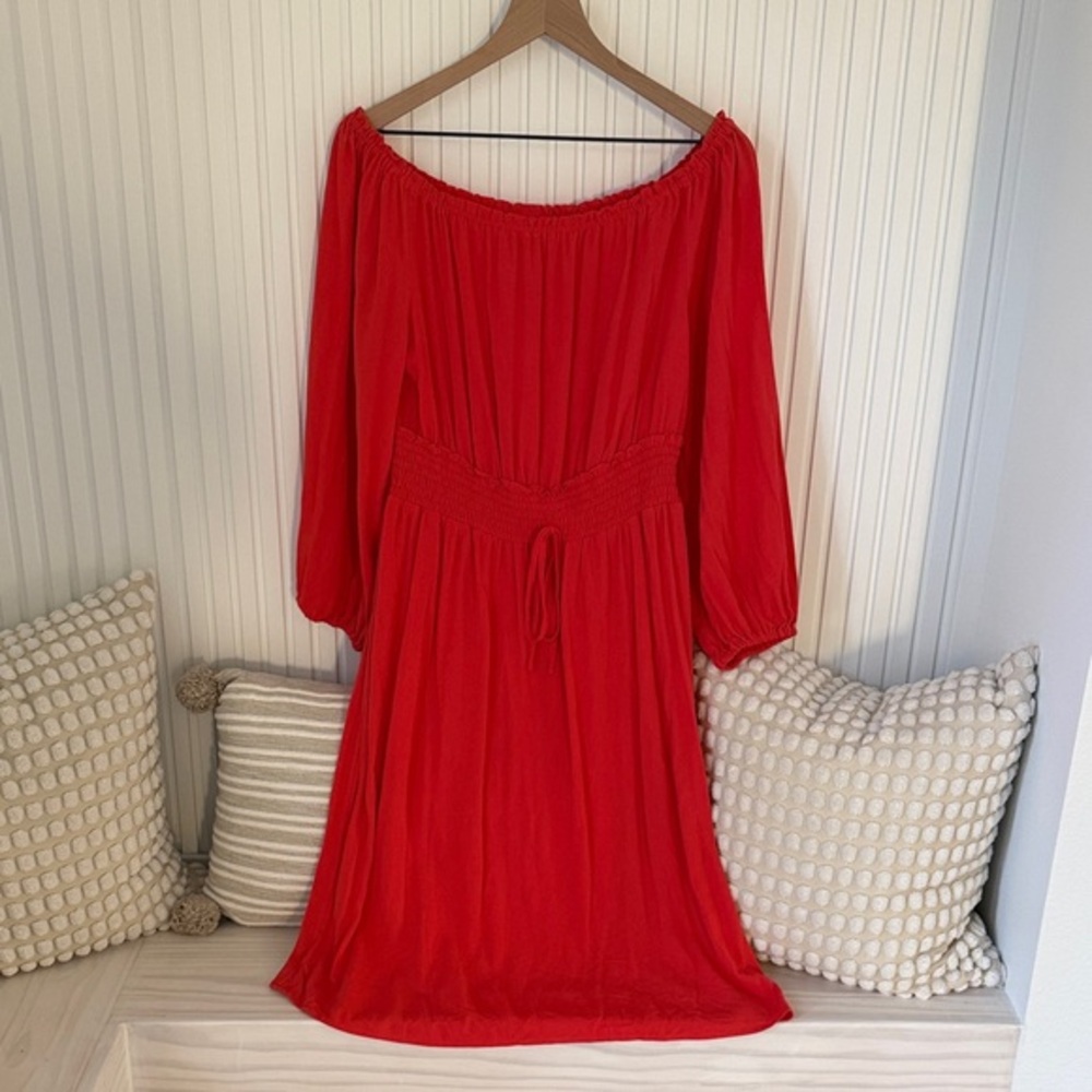 Elegant Red Off-Shoulder Dress